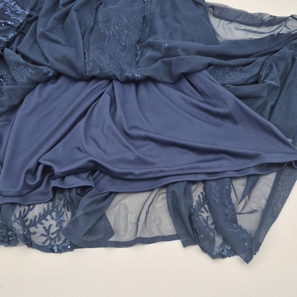 R & M Richards Embellished Sequined Evening Gown Size 14 Navy Blue - Picture 12 of 14